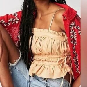 Free People Gabby Tube Top Peach Light Orange Large